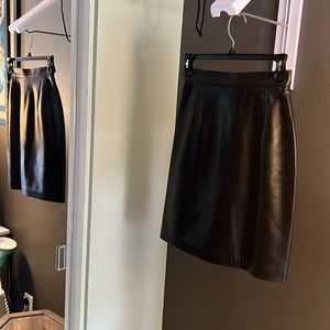 Maxima, black leather pencil skirt, size 2